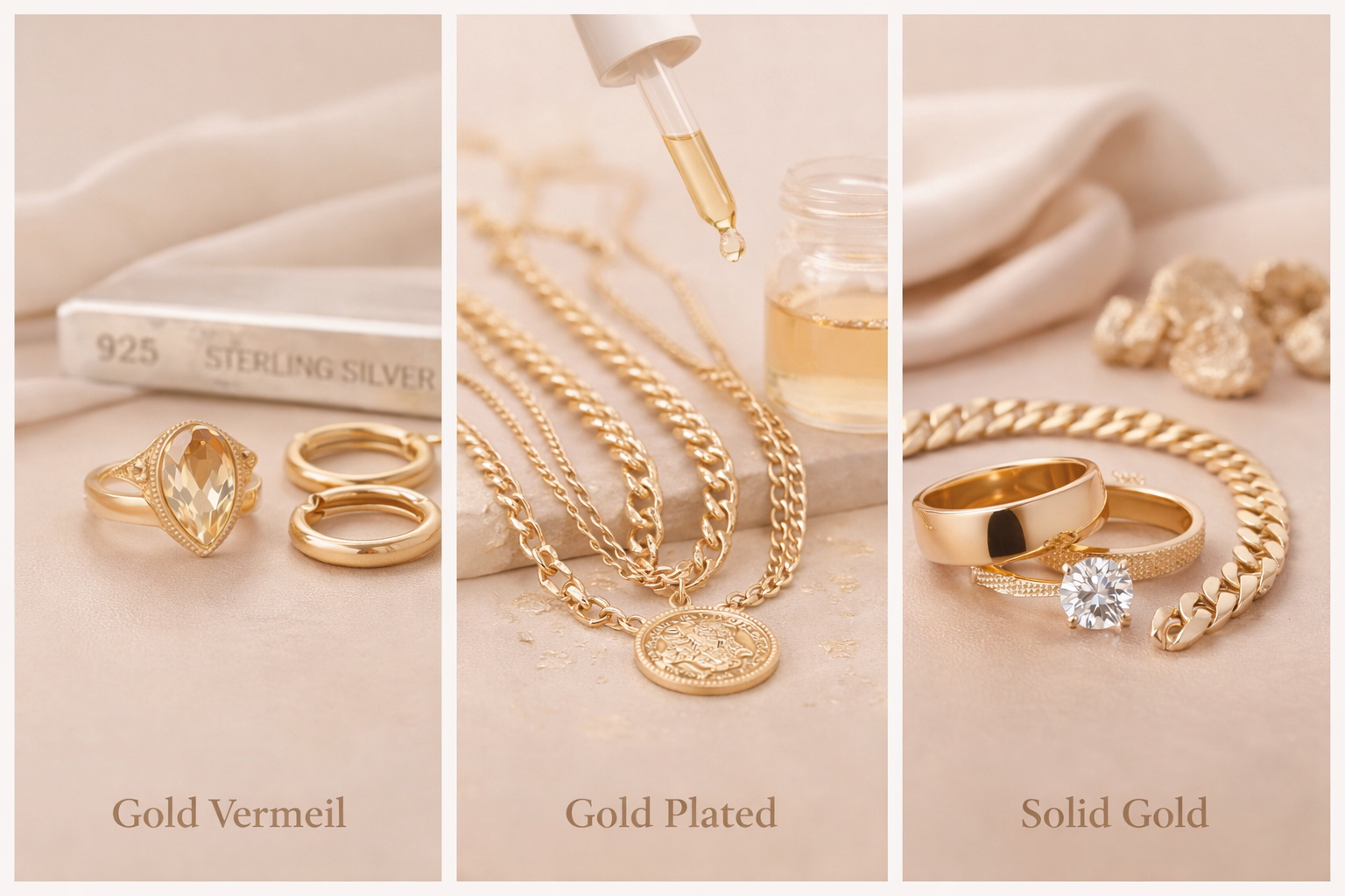 Difference of Godl Vermeil and Real Gold Jewelry