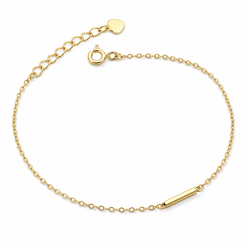 Gold bracelet with a heart clasp on a white background