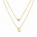 Collier pendentif fleur délicate en vermeil or et oxyde de zirconium