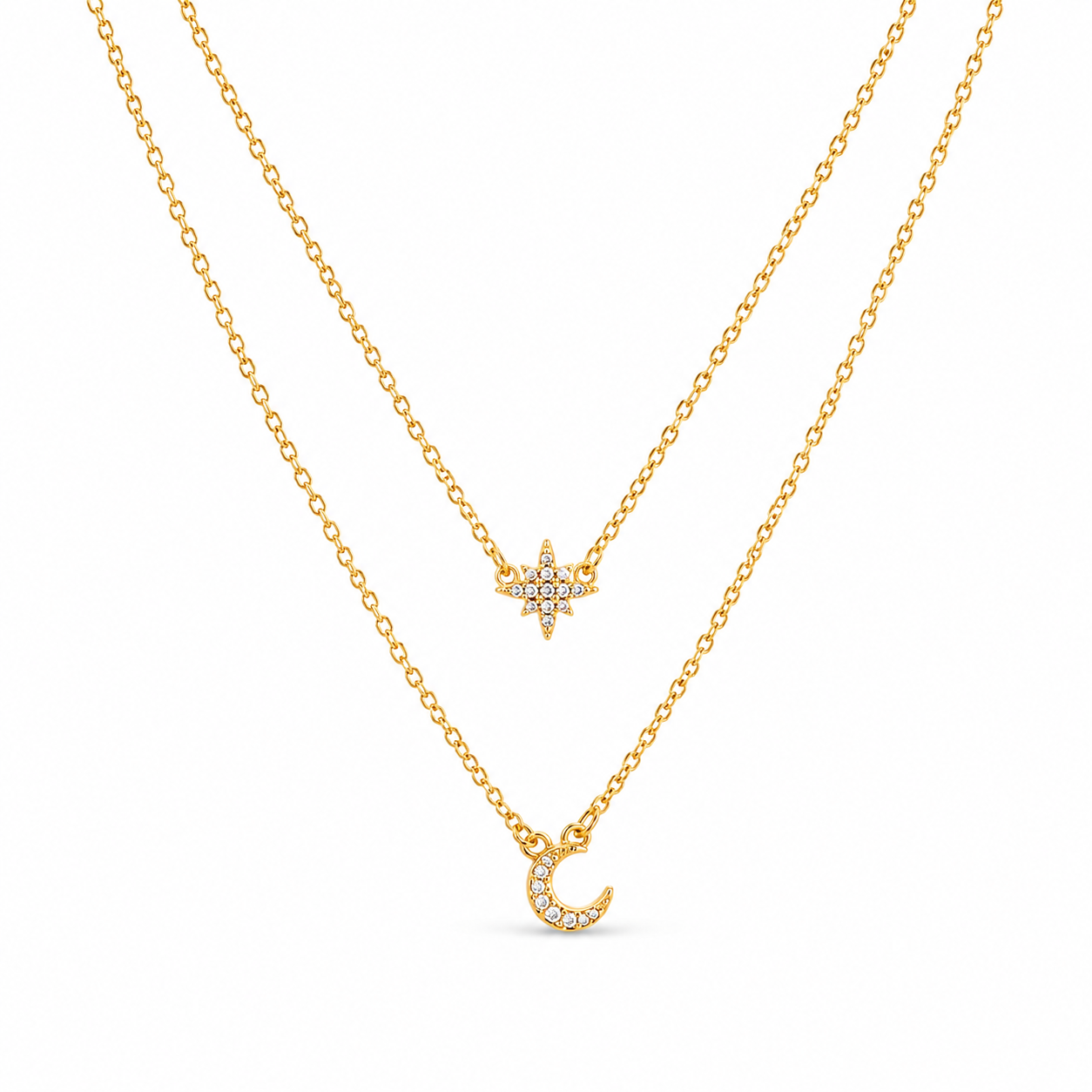 Collier pendentif fleur délicate en vermeil or et oxyde de zirconium