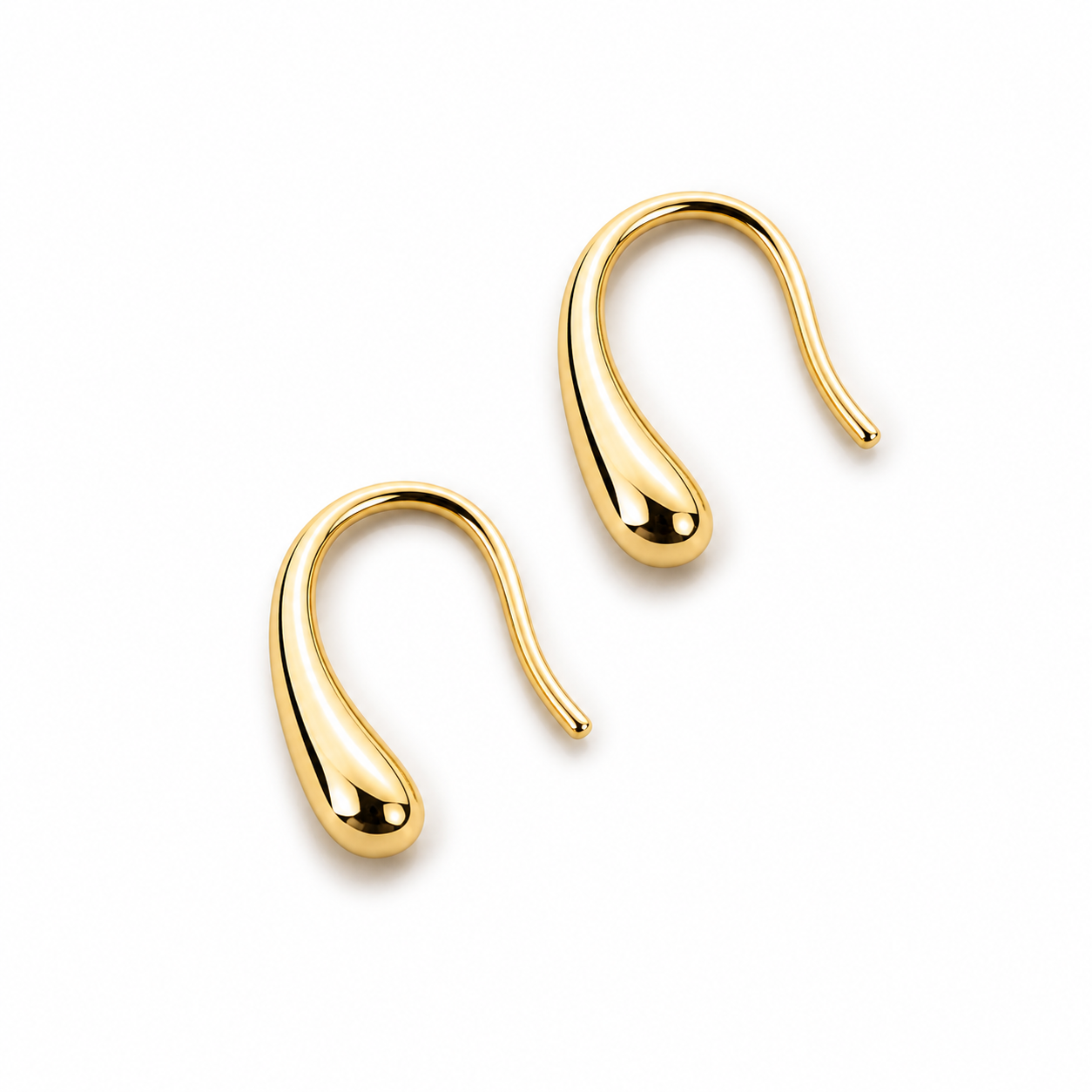 Teardrop 18K Gold Vermeil Drop Earrings – Sleek Sculptural Hook Earrings, Gift for Her