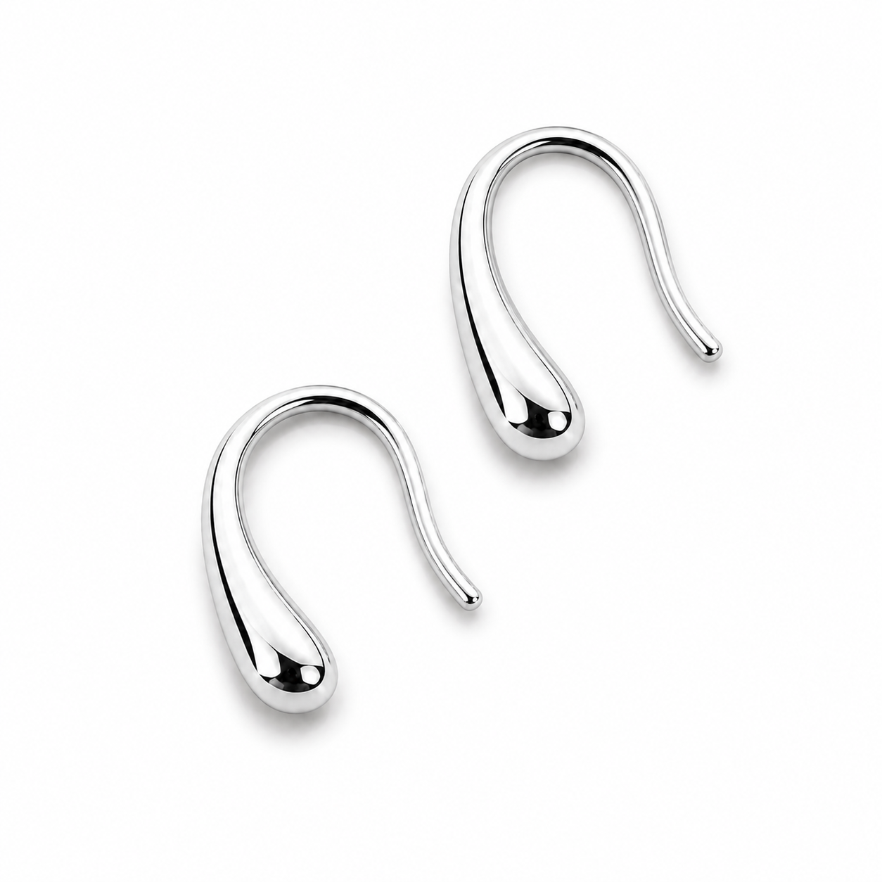 Teardrop 925 Sterling Silver Drop Earrings – Sleek Sculptural Hook Earrings, Gift for Her