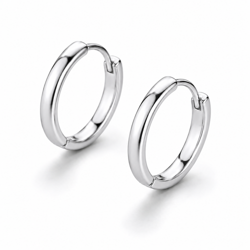 16mm 925 Sterling Silver Hoop Earrings – Classic Polished Huggie Hoops, Gift for Her