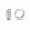 Cubic Zirconia Edge 925 Sterling Silver Hoop Earrings – CZ Pave Hoops, Gift for Her