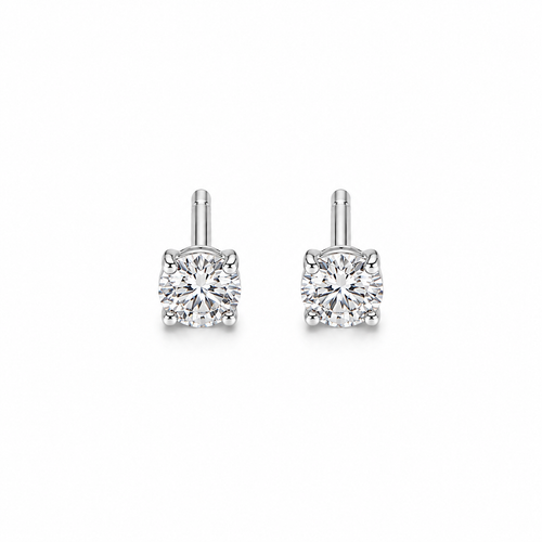 4MM 925 Sterling Silver CZ Stud Earrings – Round Brilliant Cubic Zirconia Studs, Gift for Her