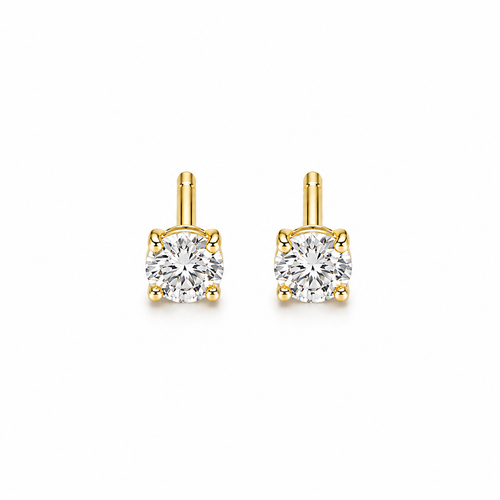 4MM 18K Gold Vermeil CZ Stud Earrings – Round Brilliant Cubic Zirconia Studs, Gift for Her