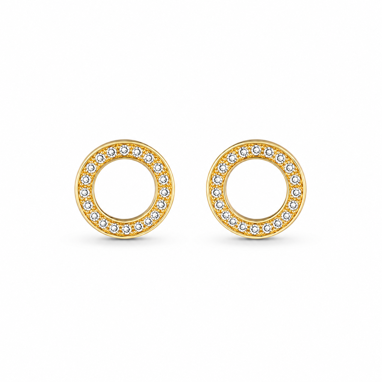 Halo 18K Gold Vermeil CZ Stud Earrings – Circle Pave Halo Studs, Gift for Her