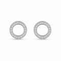 Halo 925 Sterling Silver CZ Stud Earrings – Circle Pave Halo Studs, Gift for Her