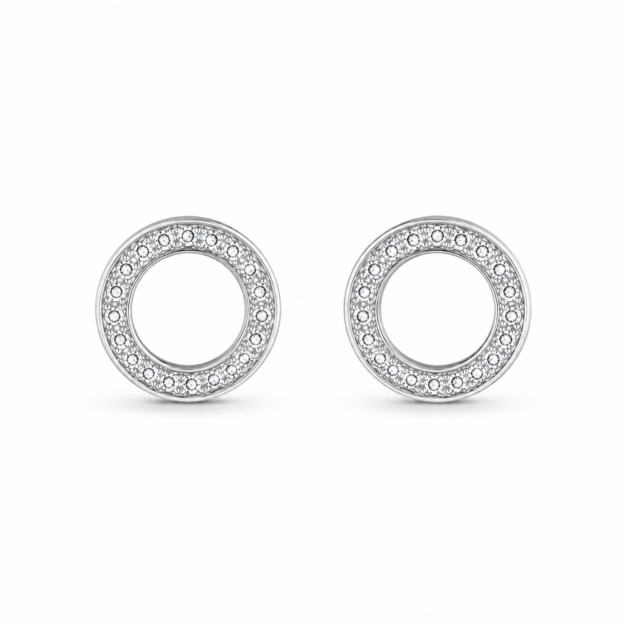 Halo 925 Sterling Silver CZ Stud Earrings – Circle Pave Halo Studs, Gift for Her