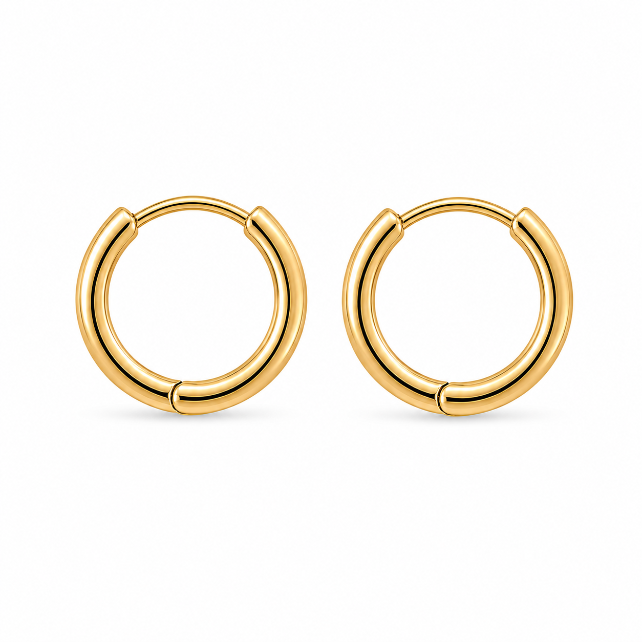 12MM 18K Gold Vermeil Huggie Hoop Earrings – Classic Polished Medium Hoops, Gift for Her