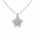 Sakura Cherry Blossom Pendant 925 Sterling Silver CZ Necklace – Dainty Gift