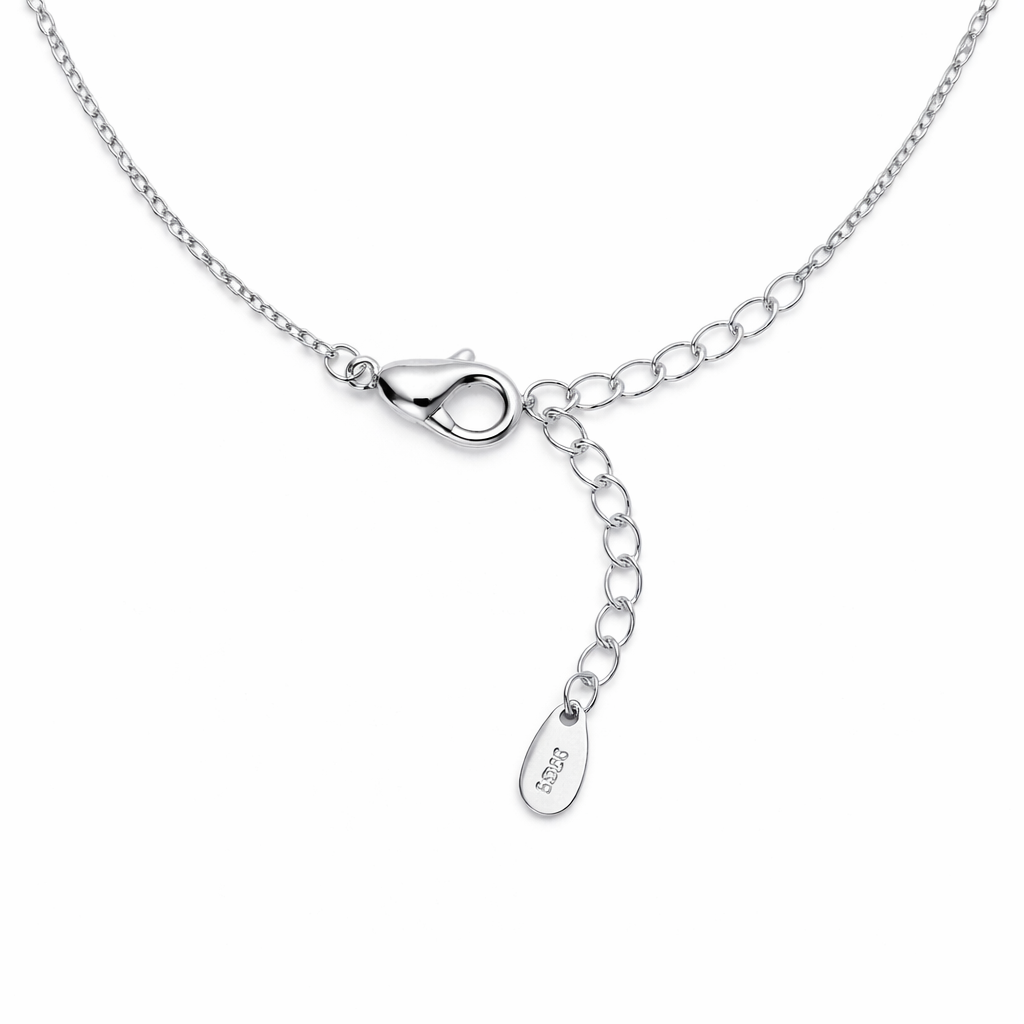 Flower Drop Pendant 925 Sterling Silver CZ Necklace