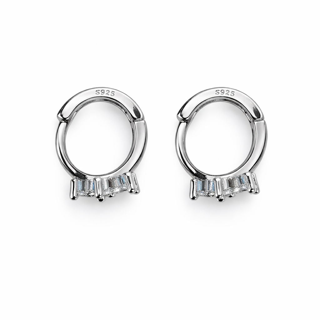 Dainty Flower 925 Sterling Silver CZ Hoop Earrings
