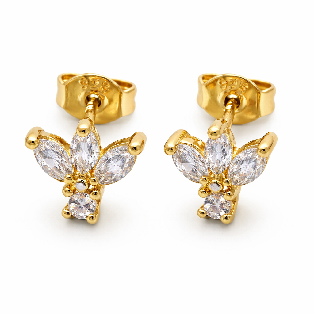 Lotus Drop Gold Vermeil Stud Earrings