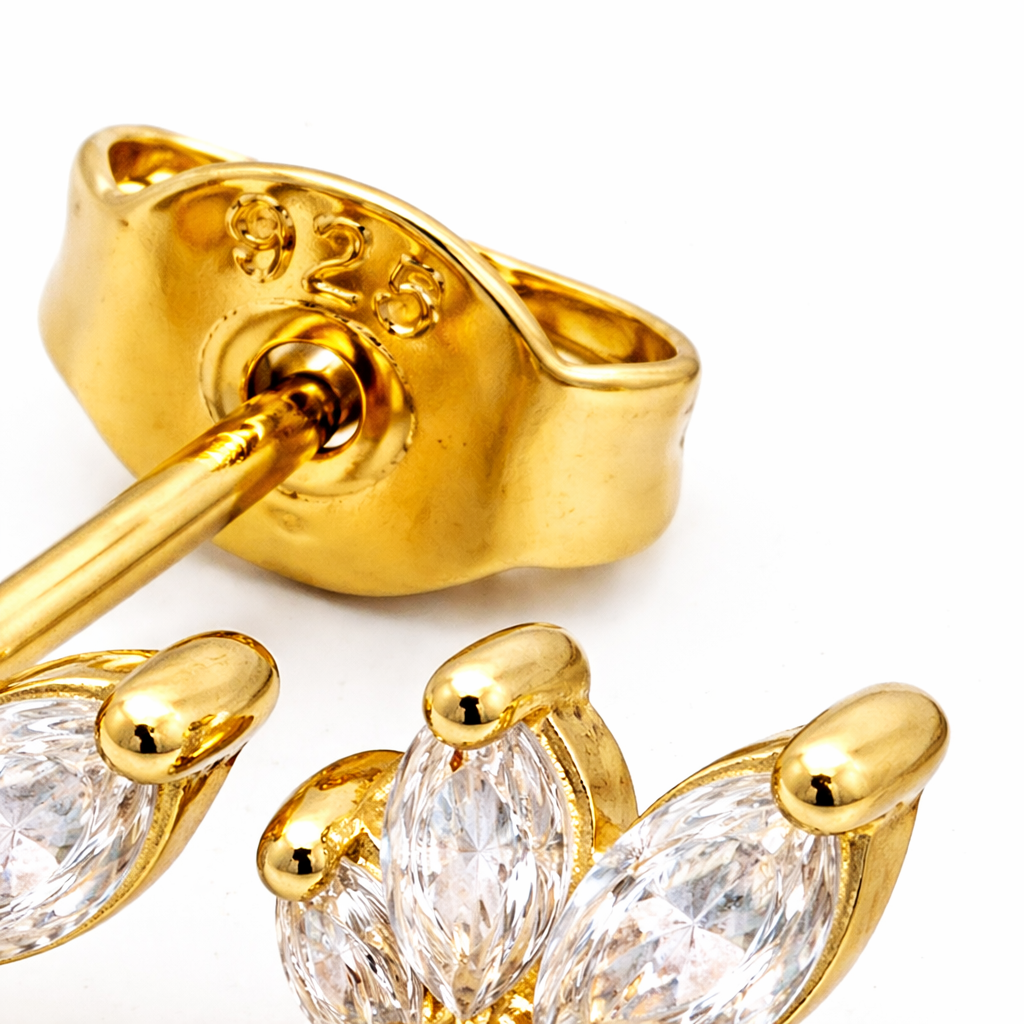 Lotus Drop Gold Vermeil Stud Earrings