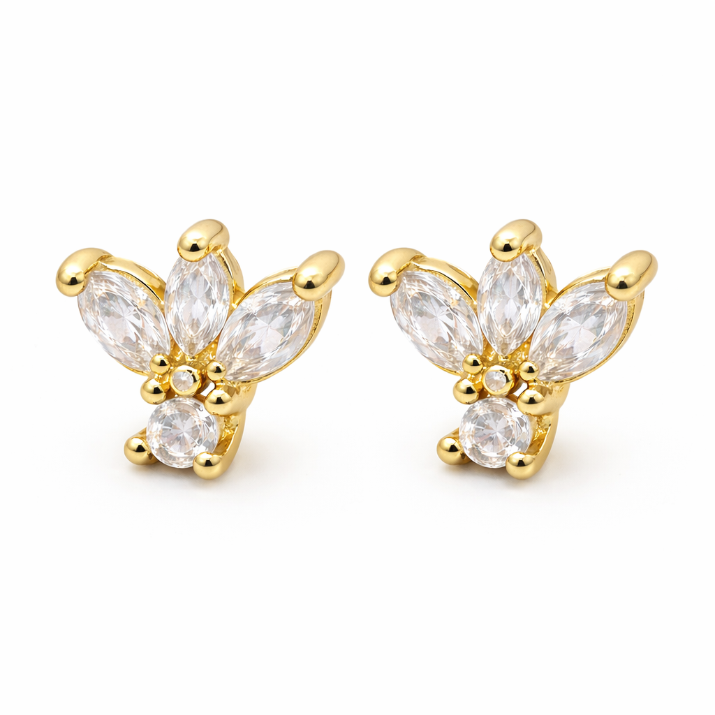 Lotus Drop Gold Vermeil Stud Earrings