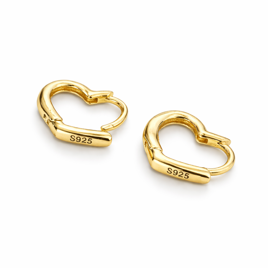 Heart 14K Gold Vermeil Hoop Earrings