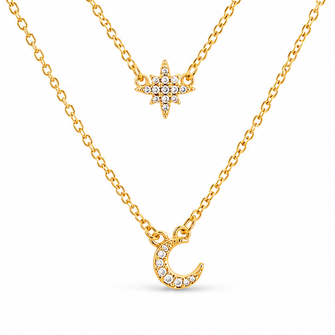 Collier pendentif fleur délicate en vermeil or et oxyde de zirconium