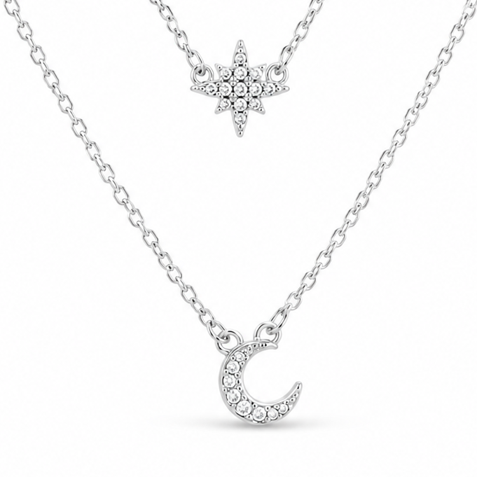 Collier pendentif fleur délicate en vermeil or et oxyde de zirconium