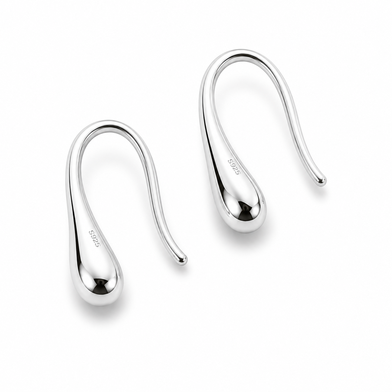 Close-Up Sterling Silver Teardrop Hook Earrings – Polished Hypoallergenic Finish