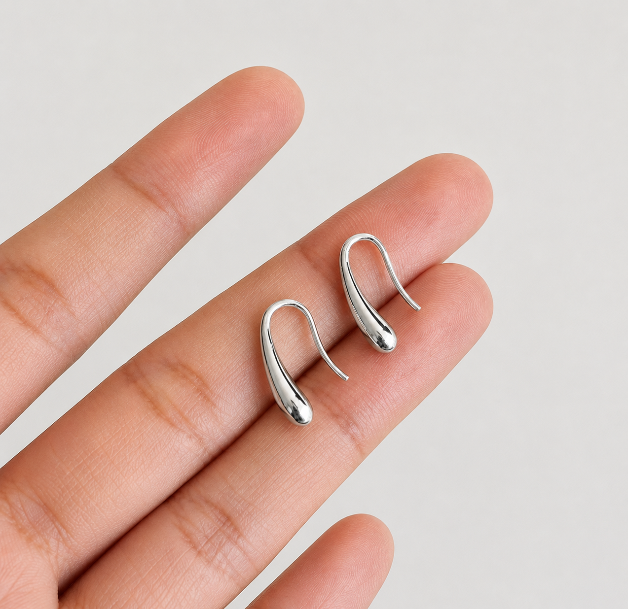 Side View Teardrop Sterling Silver Drop Earrings – Dainty Modern Jewelry