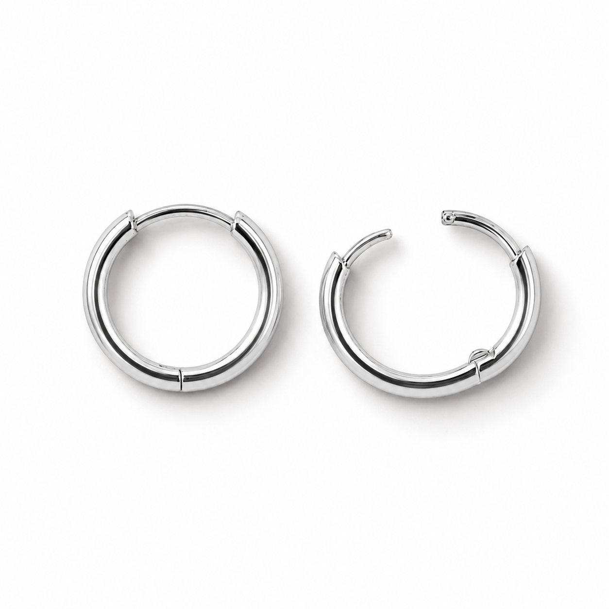 Side View 16mm Sterling Silver Hoop Earrings – Minimalist Fine Jewelry