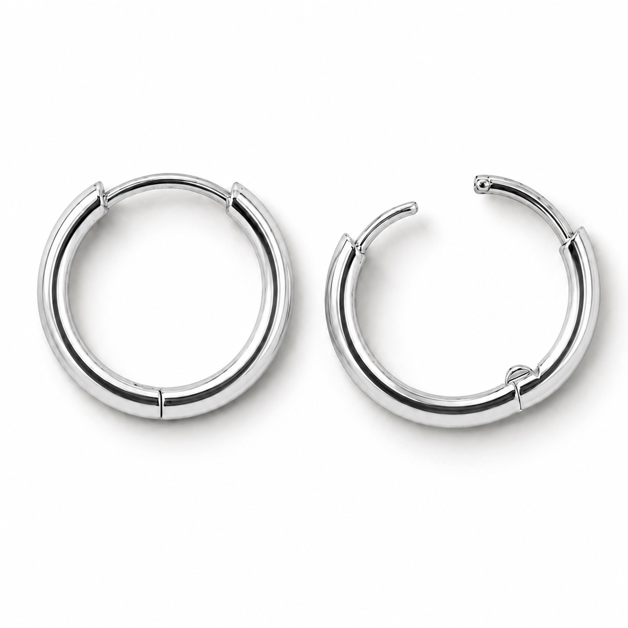 Side View 20mm Sterling Silver Hoop Earrings – Minimalist Luxury Fine Jewelry