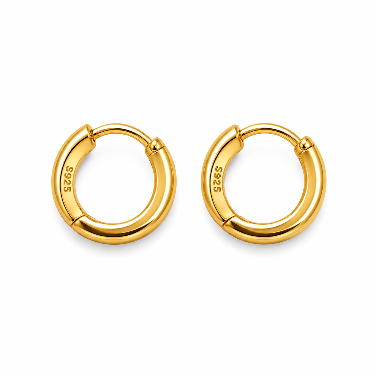 Close-Up CZ Edge Gold Vermeil Hoop Earrings – Pave Stones, Hypoallergenic S925