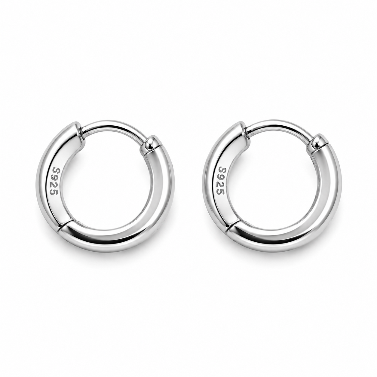 Side View Cubic Zirconia Edge Sterling Silver Hoops – Minimalist Luxury Jewelry