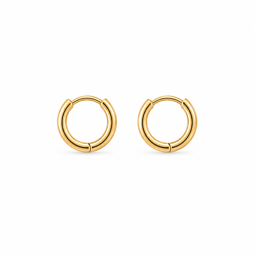 8MM 18K Gold Vermeil Huggie Hoop Earrings – Classic Polished Mini Hoops, Gift for Her