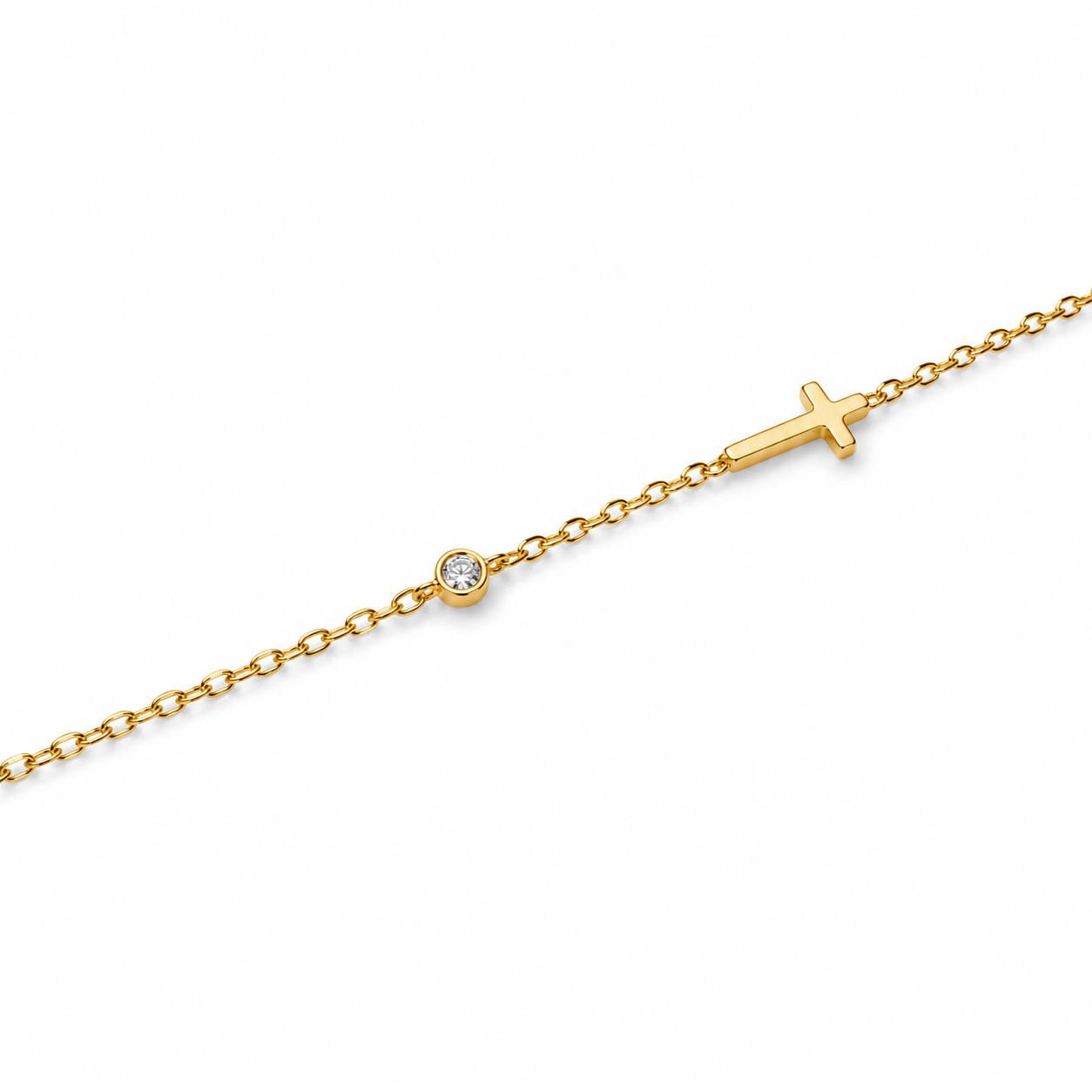 Close-Up Mini Cross Gold Vermeil CZ Bracelet – Hypoallergenic S925 Jewelry