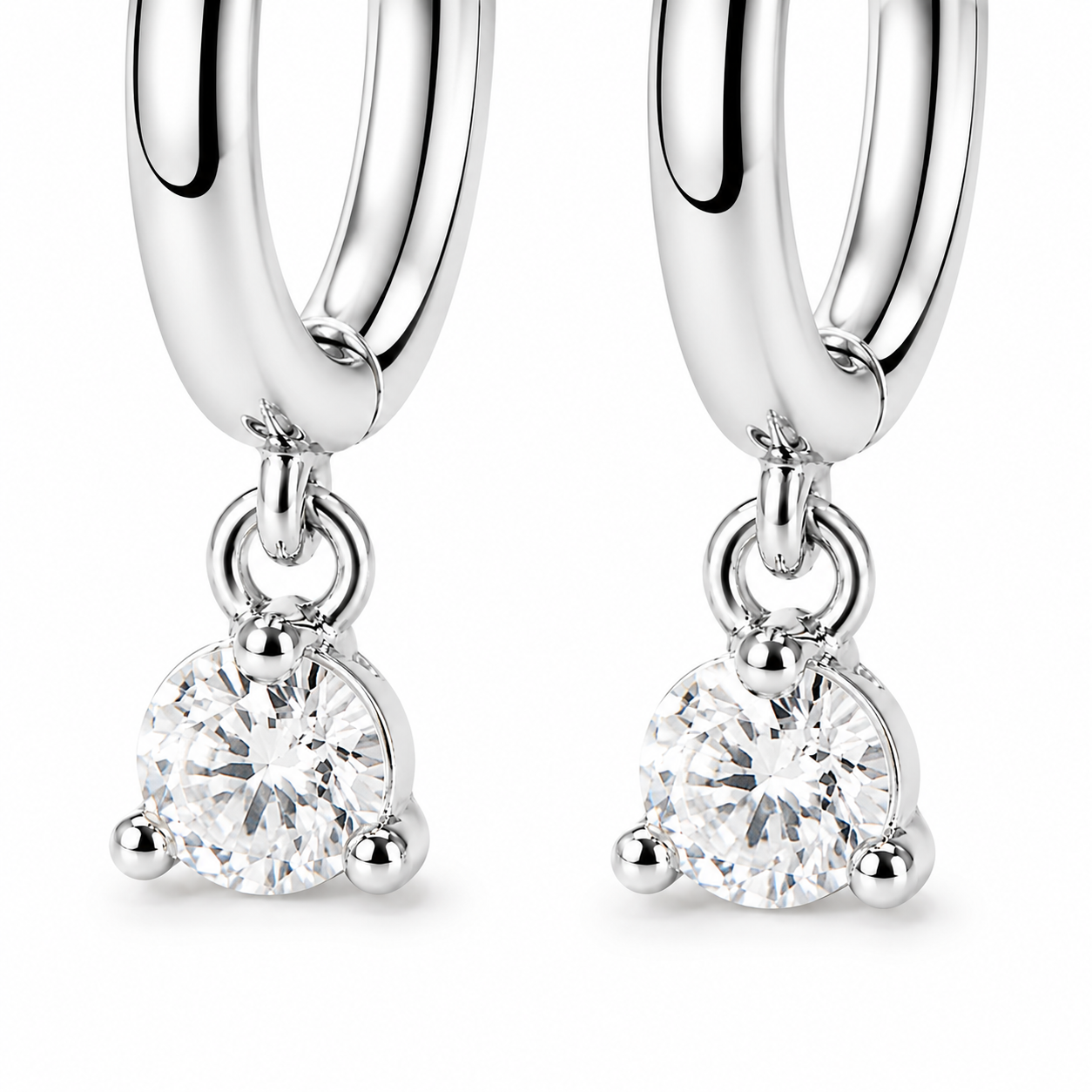 Side View Dainty Sterling Silver CZ Huggie Drop Earrings – Everyday Luxury