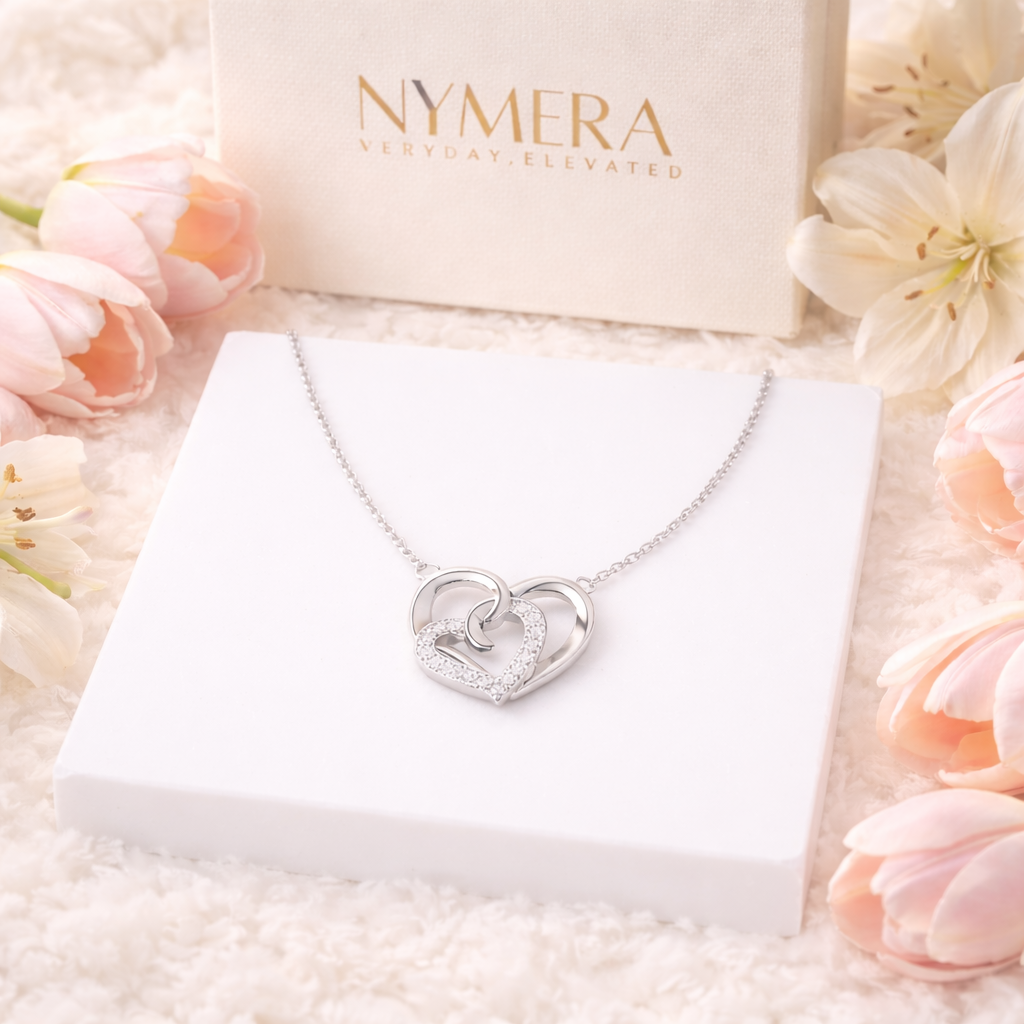 Infinity Heart Cubic Zirconia Pendant 925 Sterling Silver Necklace