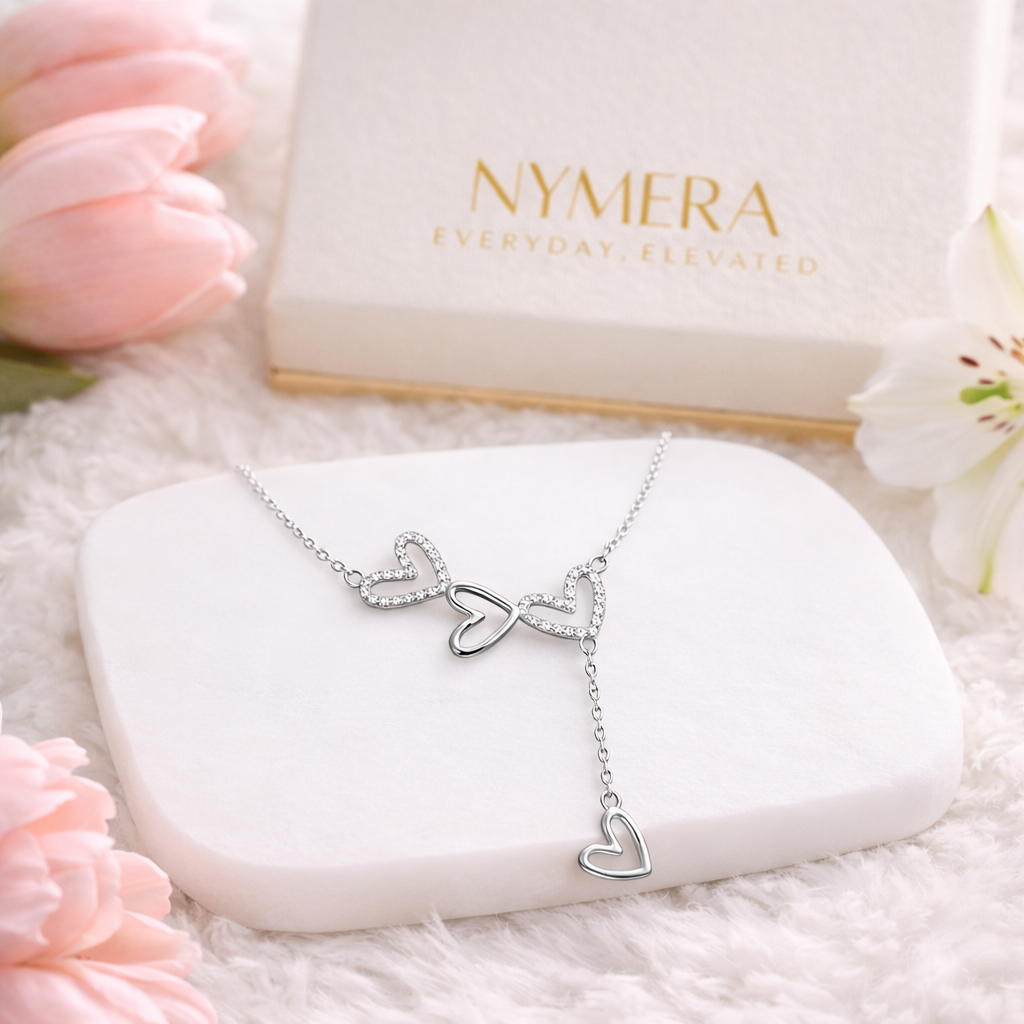 Heart Drop Cubic Zirconia Pendant 925 Sterling Silver Necklace