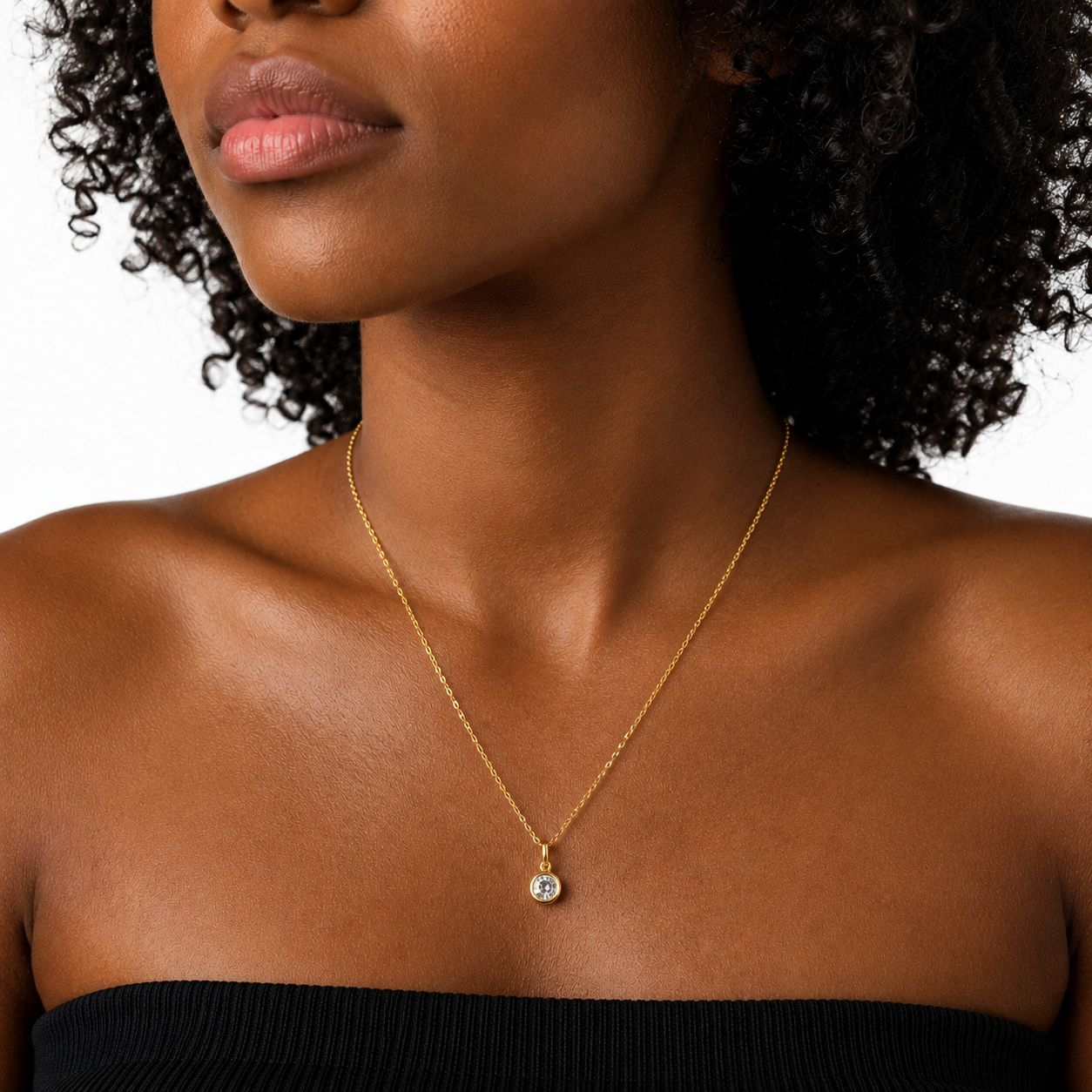 Dainty Simple Stone of Moissanite Blended in Gold Vermeil Necklace