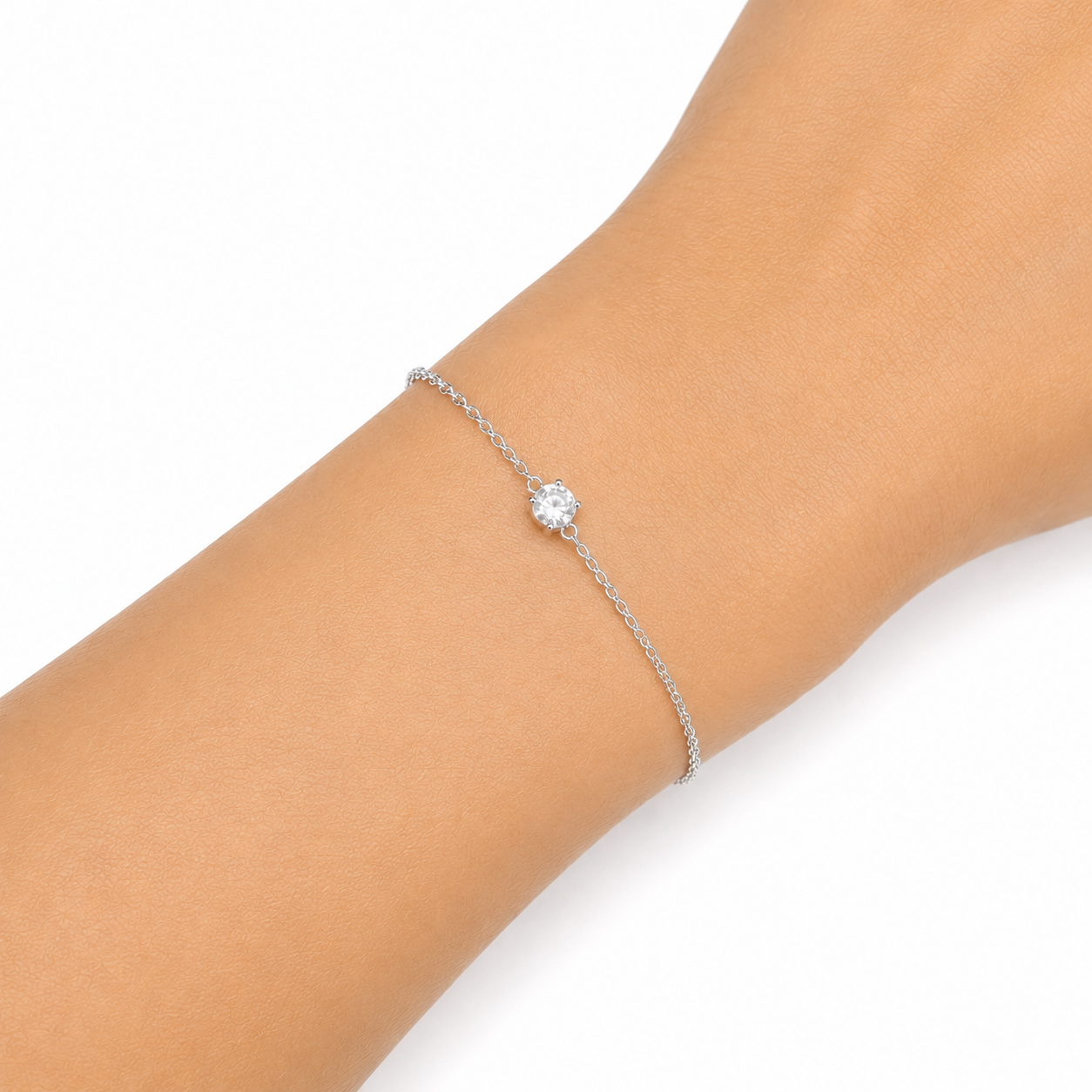 Elara Solitaire Silver Bracelet