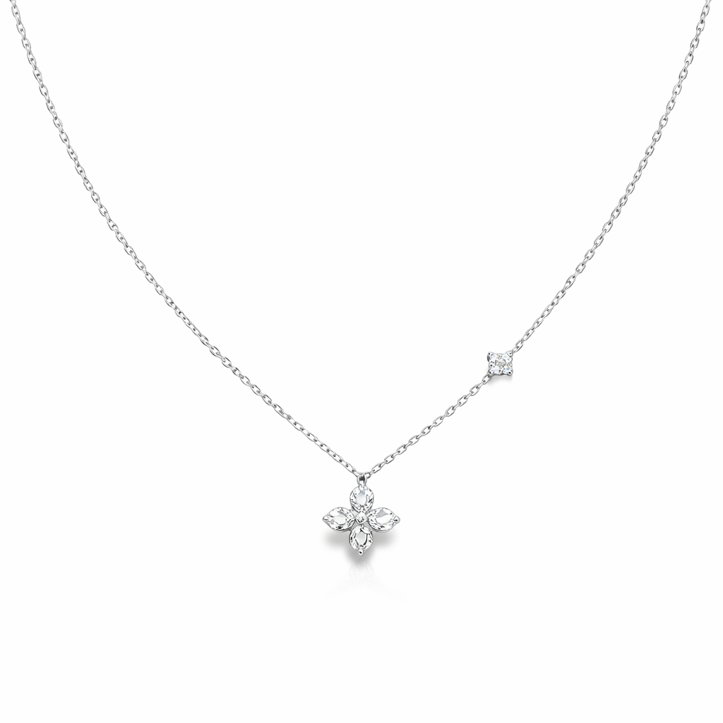 Dainty Flower Pendant 925 Sterling Silver Necklace