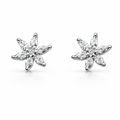 Pair of cubic zirconia flower earrings on a white background