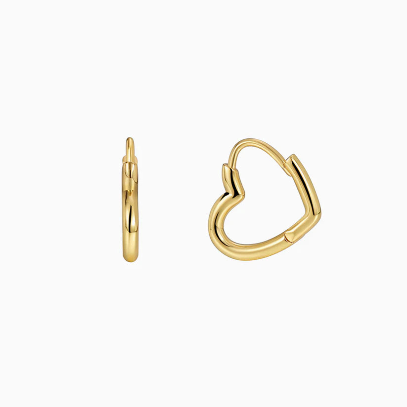 Heart 14K Gold Vermeil Hoop Earrings
