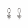 Sterling Silver Hoop Earrings with Heart Shell Drop