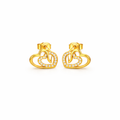 Stud Earrings with heart over a smaller heart design made of 18k gold vermeil