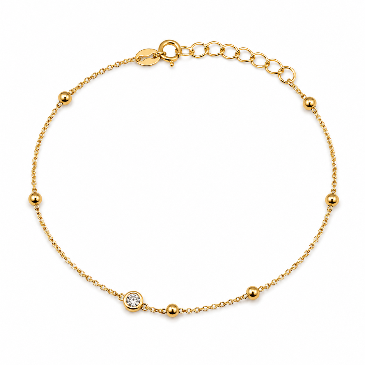 Dainty Lab Grown Moissanite Stone Gold Vermeil Bracelet
