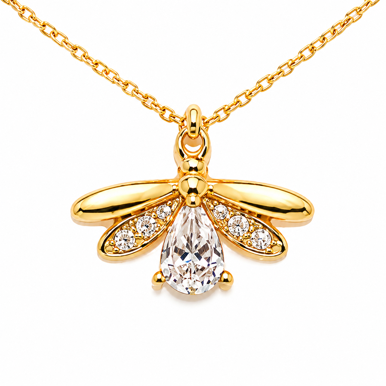 A close up photo of the lotus flower pendant with necklace made in 18K Gold Vermeil Sterling Silver Base