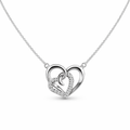 Infinity Heart Pendant 925 Sterling Silver Necklace – Intertwined Hearts CZ
