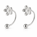 Flower 925 Sterling Silver Front Screw Stud Earrings